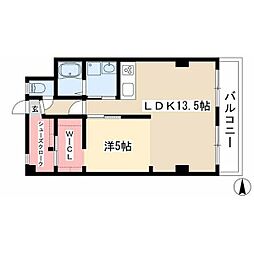 三秀レジデンス 6階1LDKの間取り