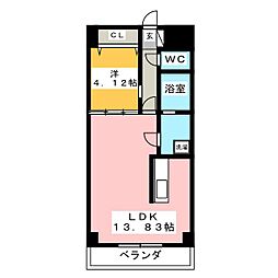 GRANDUKE千代田regaria 12階1LDKの間取り