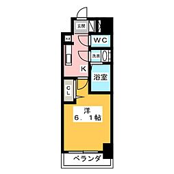 アステリ鶴舞エーナ 13階1Kの間取り
