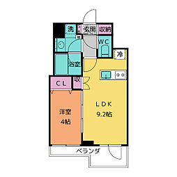 エスティメゾン東別院 14階1LDKの間取り