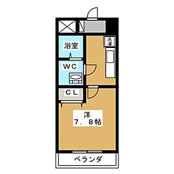 リバパレス鶴舞 3階1Kの間取り