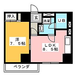 中京第3ビル 1LDKの間取図画像