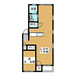 グランレーヴ東別院ＥＡＳＴ 2階1LDKの間取り