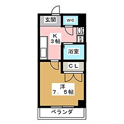 Ｐ・Ｙマンション 4階1Kの間取り