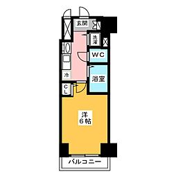 プレサンス鶴舞グリーンパーク 11階ワンルームの間取り