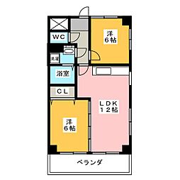 第3フクマルビル 3階2LDKの間取り