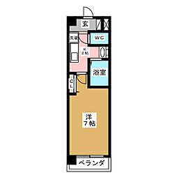 パークフラッツ金山 11階1Kの間取り