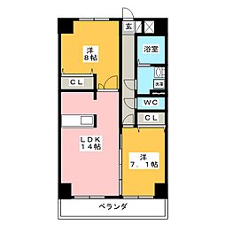 S-FORT鶴舞marks 13階2LDKの間取り