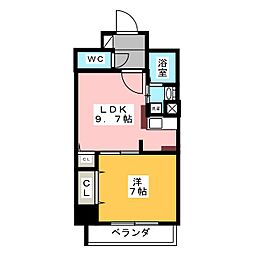 カスタリア新栄II 4階1LDKの間取り
