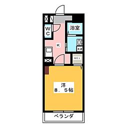 カスタリア新栄II 9階1Kの間取り