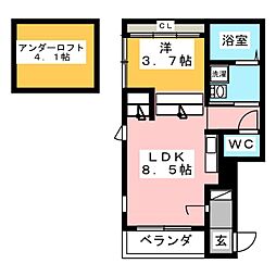 名古屋市営鶴舞線 鶴舞駅 徒歩9分の賃貸アパート 1階1LDKの間取り