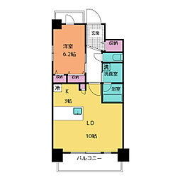PONANT鶴舞公園 207 2階1LDKの間取り