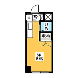サンシャワーハウス 3階ワンルームの間取り