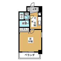 プロシード新栄 3階1Kの間取り