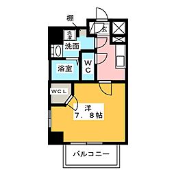 エスリード名古屋東別院 6階1Kの間取り