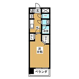 パルティール千種アネックス 14階1Kの間取り