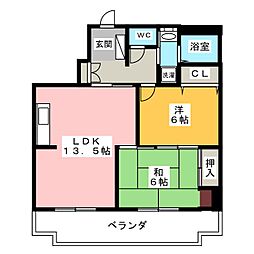 ヤマコ第2ビル 2LDKの間取図画像