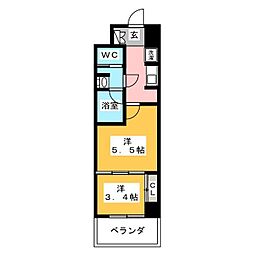パークアクシス名古屋山王 1DKの間取図画像