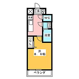プレサンス大須観音ディオ 1Kの間取図画像