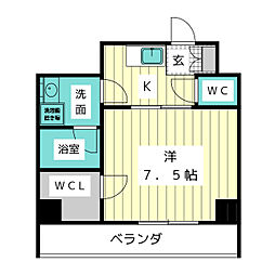 ディアレイシャス大須赤門通本町 1Kの間取図画像