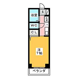 アルカディア谷口 ワンルームの間取図画像