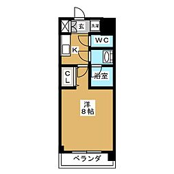 ルクレ新栄レジデンス 1Kの間取図画像