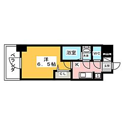 アステリ鶴舞ディオ 1Kの間取図画像
