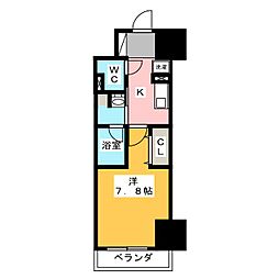 パークアクシス新栄 1Kの間取図画像