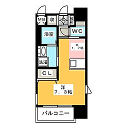 プレサンス鶴舞駅前ブリリアント 1Kの間取図画像