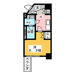 レジデンスチヨダ 1Kの間取図画像