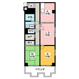 第11オーシャンビル 2LDKの間取図画像