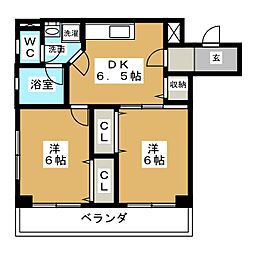 山田ビル 2DKの間取図画像