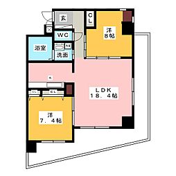ベルドミール橘 2LDKの間取図画像