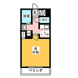 キャノンピア鶴舞 1Kの間取図画像