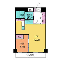 大嶽ビルLiberte鶴舞 1LDKの間取図画像