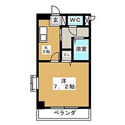 Crecer新栄 1Kの間取図画像