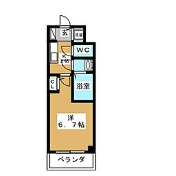 オーキッドレジデンス鶴舞 1Kの間取図画像