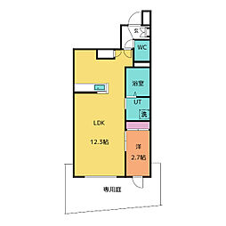 アソシエ東別院 1LDKの間取図画像
