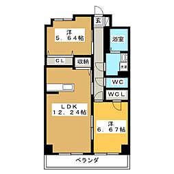 S-FORT鶴舞reale 2LDKの間取図画像
