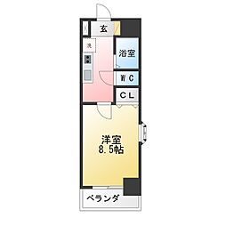 ウェステリア西大須 1Kの間取図画像