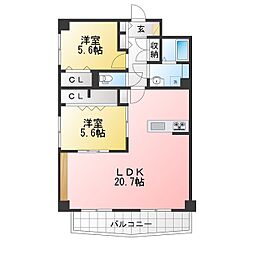 岩井通COSMOS 2LDKの間取図画像
