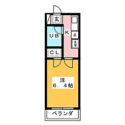 あけぼの巌ビル広瀬寮 1Kの間取図画像