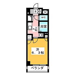 パルティール鶴舞 1Kの間取図画像