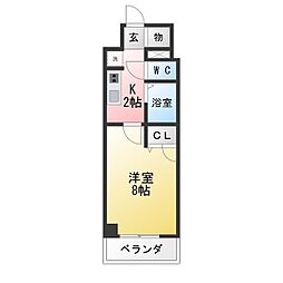 現代ハウス大須 1Kの間取図画像