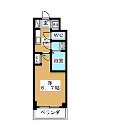 オーキッドレジデンス鶴舞 1Kの間取図画像