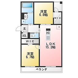 HARMONIOUS福江 2LDKの間取図画像