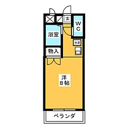 ホーメストつるまい ワンルームの間取図画像