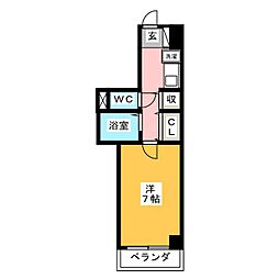コスモピア金山 1Kの間取図画像