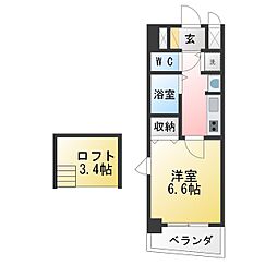 プレサンス大須観音駅前サクシード 1Kの間取図画像
