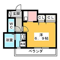 プレサンス金山グリーンパークス 1Kの間取図画像
